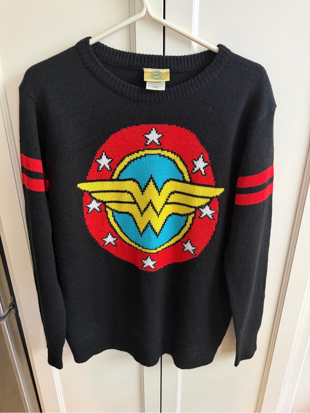Wonder Woman large Logo Black Crewneck Sweater